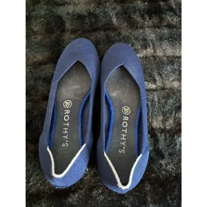 Rothy's Navy Blue The Round Toe Retired White Halo‎ Ballet Flats EUC Size 8.5 thumbnail 3