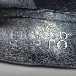 Franco Sarto Bocca Leather Block Heel Loafers 8.5 Black Square Toe Y2K Office thumbnail 6