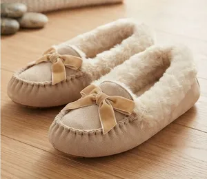 Jessica Simpson Plush Bow Moccasin Slippers - Tan thumbnail 1