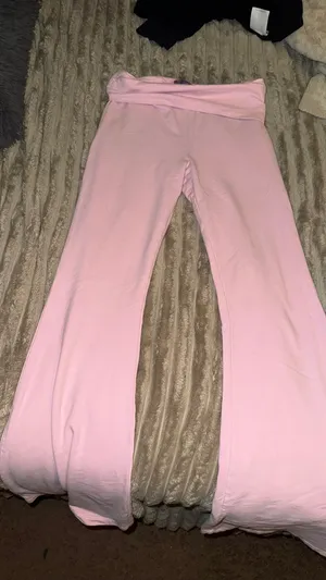Small Light Pink Fold Over Flare Edikted Leggings  thumbnail 2