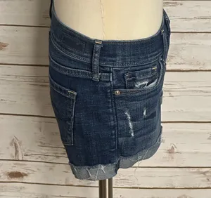 Abercrombie & Fitch dark wash distressed rolled cuff stretch denim jeans Size 24 thumbnail 4