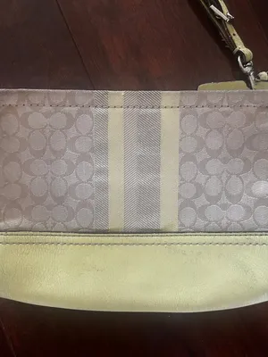 Coach Signature Clutch/Wristlet Yellow/Tan Canvas With Leather Trim thumbnail 2