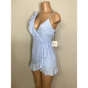 New. SUPERDOWN light blue wrap dress thumbnail 13