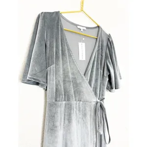 Baltic Born Katelyn Velvet Wrap Maxi Dress Dusty Blue Size XL Wedding Party NWT thumbnail 8