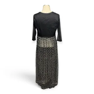 Karishma Maxi Length Overlay Crystal Buttons Sheer 3/4 Sleeves Black XL thumbnail 5
