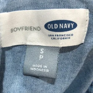 Old Navy blue boyfriend button up shirt thumbnail 5