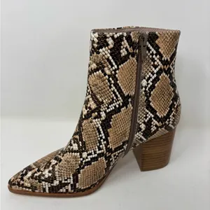 Raye Revolve Merit Size 6.5 High Heel Bootie‎ Natural Snake Skin Embossed thumbnail 6