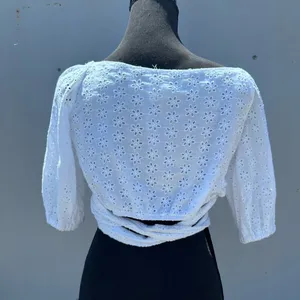 Sabo Skirt Womens White Eyelet Wrap Top Small size thumbnail 2
