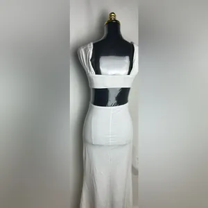 Fashion Elegant White Evening Dress body con fit mermaid dress Medium NWT thumbnail 7