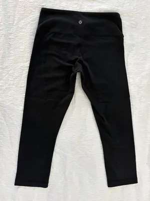 Lululemon Wunder Under Mid Rise Crop 21" Black Luon Yoga Leggings 4 thumbnail 5