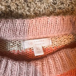LC Lauren Conrad XL Striped Knit Sweater Womens Pink‎ Orange Balloon Sleeve thumbnail 2