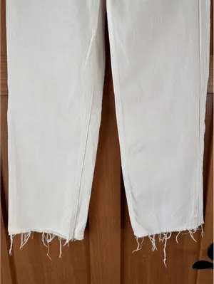 Parke Wide Leg Relaxed Jeans Raw Hem Button Fly White Wash Women’s size 25 thumbnail 3