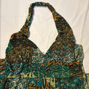 Cristinalove Teal & Green Patterned V-Neck Maxi Dress thumbnail 5