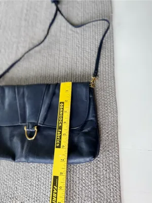 Vintage 80s 90s Navy Gold Genuine Leather Purse Shoulder Bag thumbnail 7