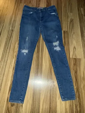 Levi's 31x30 720‎ High Rise Super Skinny Jeans Ripped Distressed Hyper Stretch thumbnail 1