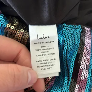 NWT Lulus Just Your Stripe Blue and Gold Sequin‎ Bodycon Mini Dress Size XS thumbnail 10