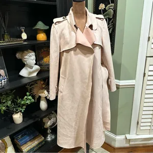 Few Moda New York Light Pink Faux Suede Trench Coat Size Medium thumbnail 6