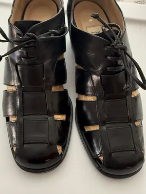 Enzo Angiolini Black Cutout Lace-Up Women's Heel Loafers Leather 7.5M thumbnail 4