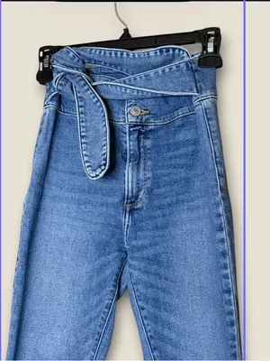 Abercrombie & Fitch High-Rise Blue Tie-Waist Jeans thumbnail 2