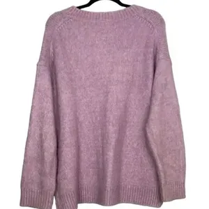 ZARA Oversized Ribbed Hem Long Sleeve Round Neck Pullover Sweater M Purple thumbnail 13