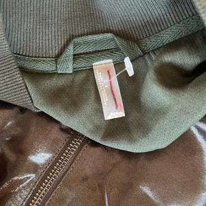 NWOT Free people movement X FP Luxe Satin Bomber Jacket Olive Green Small thumbnail 7