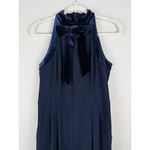 1901 Women's Velvet Trim Halter Jumpsuit with Bow Dark Blue‎ Size 8 Ultrachic thumbnail 5