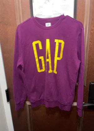 GAP Men's Crewneck Sweatshirt in Purple and Yellow Sz Medium thumbnail 1