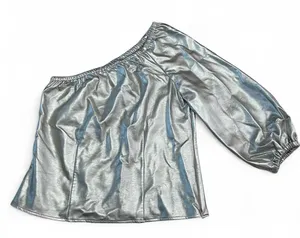 Silver Metallic One Shoulder Top Size M thumbnail 1