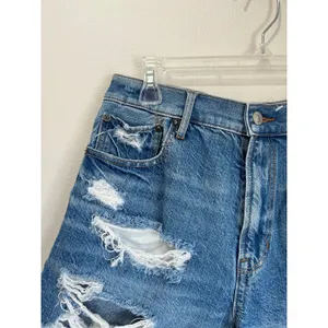 American Eagle‎ Distressed Denim Cutoff Shorts Sz 10 High Rise Frayed Hem Summer thumbnail 3
