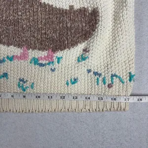 VTG 70s Jantzen Knit Duck Sweater Women's S Cream Country Cottage Prairie Autumn thumbnail 7