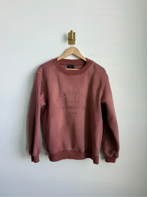 White Fox Venice Beach Embroidered Oversized Crewneck Sweatshirt Mauve S/M thumbnail 2