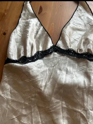 Y2K Vintahe Halo Baby Doll Elegant Cream and Black Lace Trim Top Medium thumbnail 3