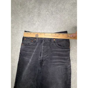 levis ribcage straight ankle black washed jeans 25x27 button fly thumbnail 10