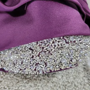 DaVinci Prom Dress Womens 14 Purple Satin Strapless Jeweled Band Formal Cocktail thumbnail 7