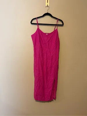 J crew pink linen-blend slip‎ midi dress size 14 thumbnail 4
