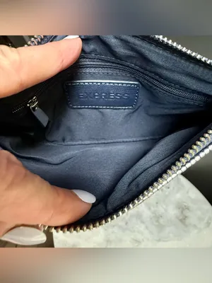 Express Navy and White Striped Wristlet Clutch thumbnail 5