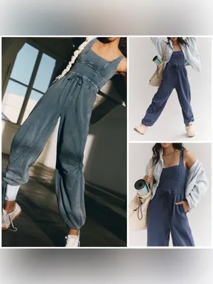 NWT Free People FP Movement Inbound Onesie - skyline navy blue - Medium thumbnail 2