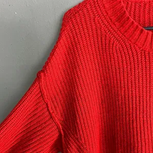 American Eagle Dreamspun Dolman Sleeve Red Knit Oversized Crewneck Sweater #722 thumbnail 5