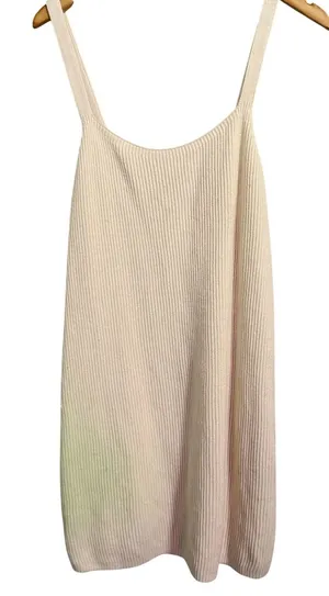 Other Stories Cream Ribbed Knit‎ Slip Dress Suspender Tank Mini thumbnail 1