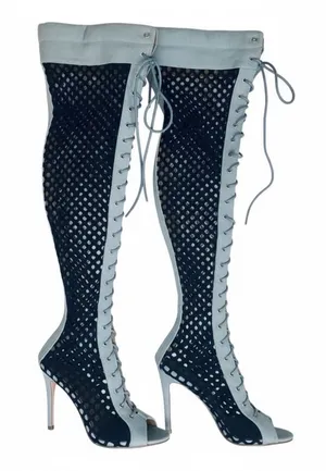 Cape Robbin Alza-90 Thigh High Peep Toe Boots thumbnail 1
