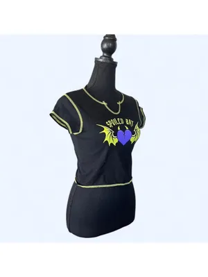 Spoiled Bat Graphic Baby Tee Black Cropped Size Small 🖤 thumbnail 2