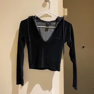 Iets Frans black Velvet Cropped Hoodie thumbnail 4