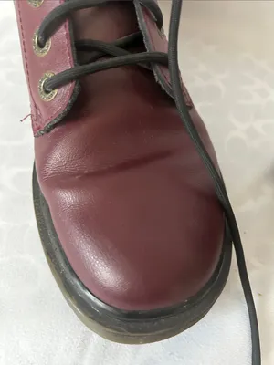 Dr. Martens Leyton Cherry Red Smooth Leather 7 Eye Lace-Up Boots **Size 6** 🍒🍒 thumbnail 11