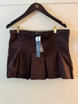NWT Motel Rocks Sejuani Cord Mini Skirt In Bitter Chocolate Brown Large thumbnail 5