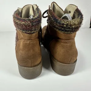 Mossimo Supply Co. Women's Lace Up Ankle Boots Brown Suede Knit Trim Size 8.5 thumbnail 3