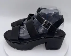 Soda Heels Women's Size 9 Black Chunky Platform Sandals Y2K Style thumbnail 1