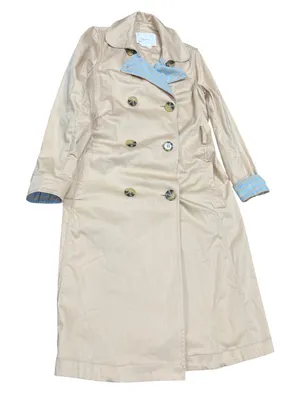 Anthropologie wms beige blue fall winter trench coat/jacket sz XS SKU 10-700 thumbnail 1