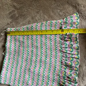 Zara Floral Smocked Mini Skirt Pink Green Ruffle Hem Small NWT thumbnail 5