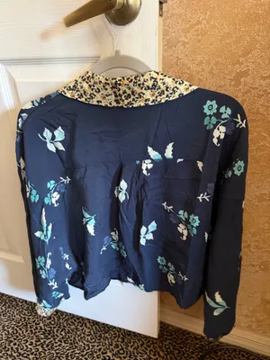 Anthropologie Silky Pajama Mixed Printed Top thumbnail 4