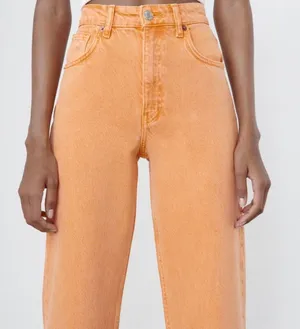 ZARA orange  mom jeans thumbnail 3